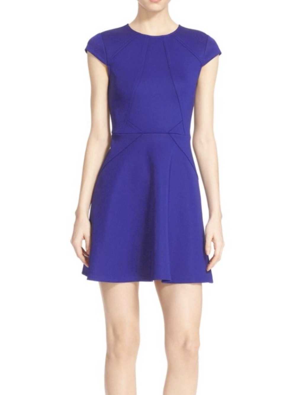 Ted Baker Eebrr Skater Dress 4 Royal Blue Fit Flare Mini Party Minimalist Preppy